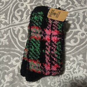 PINK Victoria's Secret Black and Green Plaid Socks